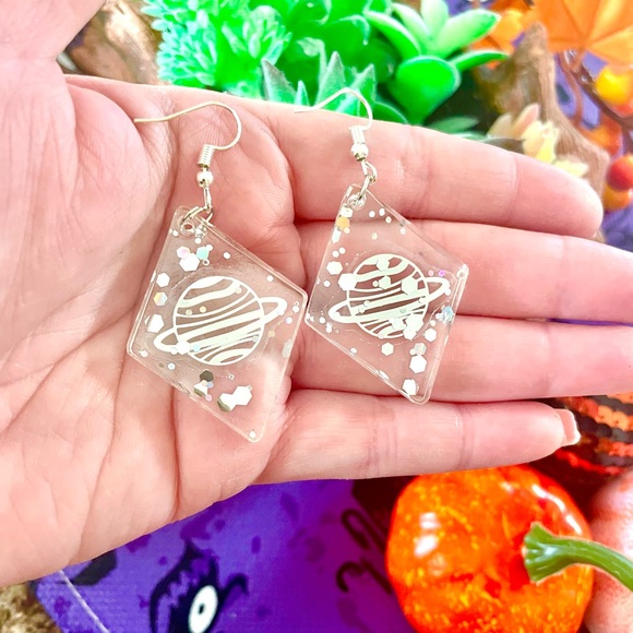 Planet Acrylic Dangle Earrings - Picture 6 of 6
